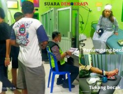 Lakalantas Sepeda Motor Dengan Becak, 3 Korban Mengalami Luka Yang Serius