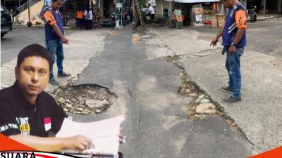 Jalan Berlubang Di Pertokoan Dipusat Kota Sumenep Dikeluhkan Warga