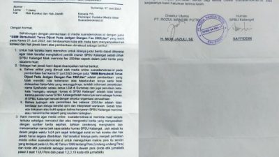 Surat PT. Rozul Mandiri Putri SPBU 5469411 Ke Media Suara Demokrasi
