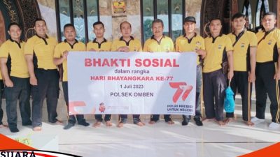 Polsek Omben Menggelar Bakti Sosial Menyambut HUT Bhayangkara Ke 77