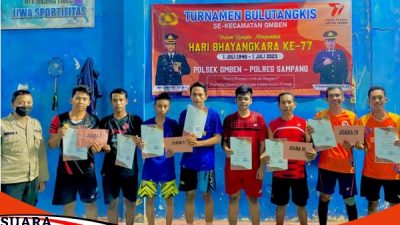 Menyambut Hut Bhayangkara Ke 77 Polsek Omben Adakan Turnamen Bulu Tangkis