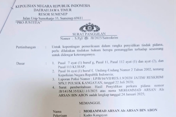 Kades Kangayan Dipanggil Polisi, Diduga Terlibat Pemalsuan Dokumen