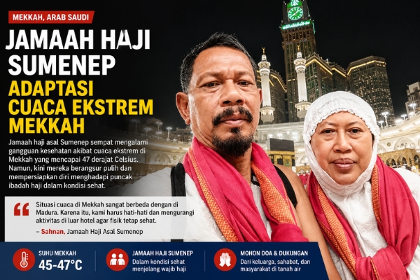 Jamaah Haji Sumenep Adaptasi Cuaca Ekstrem di Mekkah.