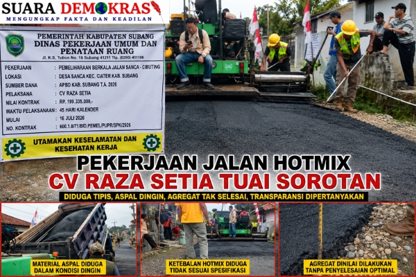 Pekerjaan Jalan Hotmix CV RAZA SETIA Tuai Sorotan